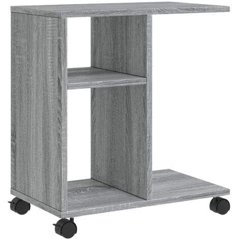 Mesa auxiliar con ruedas 50 x 30 x 55 cm en madera contrachapada gris DEC032338