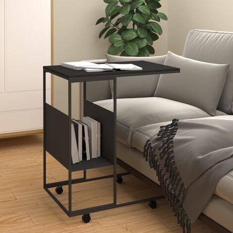 Mesa auxiliar de 2 niveles con ruedas, mesa auxiliar con marco de metal,  ruedas rodantes, mesa de sofá con asa para sala de estar, dormitorio