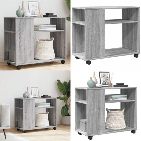 Mesa auxiliar con ruedas madera gris Sonoma 70x35x60 cm - Mesa con ruedas - Madera de ingeniería