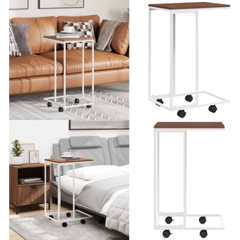 Mesa auxiliar con ruedas madera ingeniería blanco 40x30x63,5 cm - Mesa de centro - Mesa de té