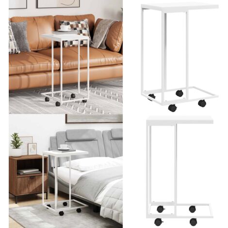 Mesa auxiliar con ruedas madera ingeniería blanco 40x30x63,5 cm - Mesa de centro - Mesa de té
