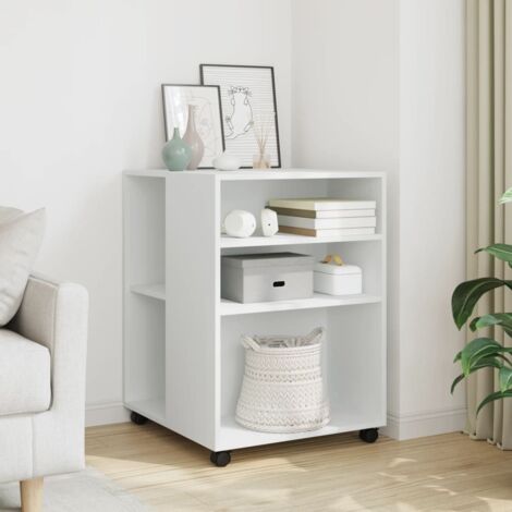 Mesa auxiliar con ruedas madera ingeniería blanco 55x60x78 cm vidaXL