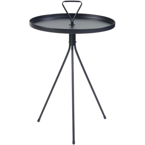 Mesa auxiliar con tablero redondo 65 x 41 cm metal negro 030010940