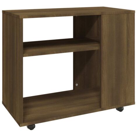 Mesa auxiliar consola con ruedas 70 x 35 x 55 cm madera contrachapada marrón DEC032409