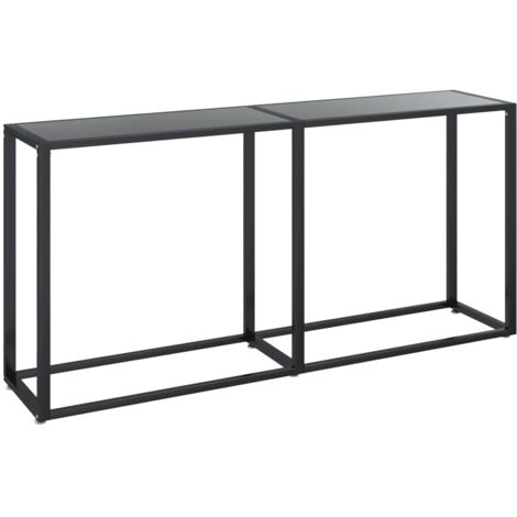 Mesa auxiliar consola de salón 160 x 35 x 75,5 cm cristal templado y acero negro DEC032120