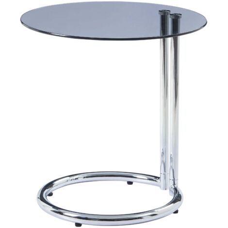 Mesa auxiliar cristal templado 46 x 45 cm cristal ahumado cromo 030010979