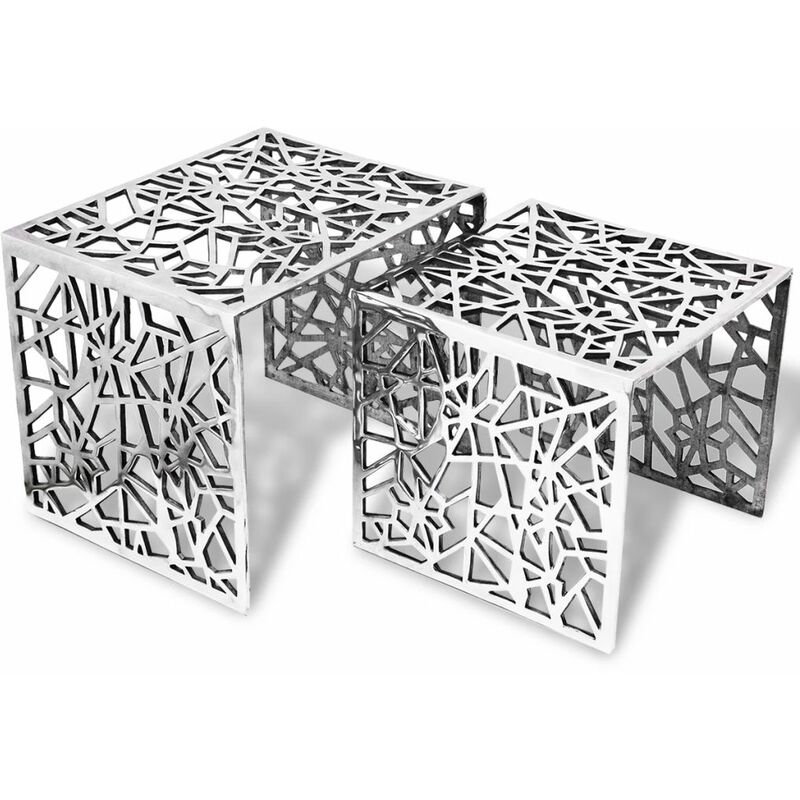 

Mesa auxiliar cuadrada aluminio plateada 2 unidades