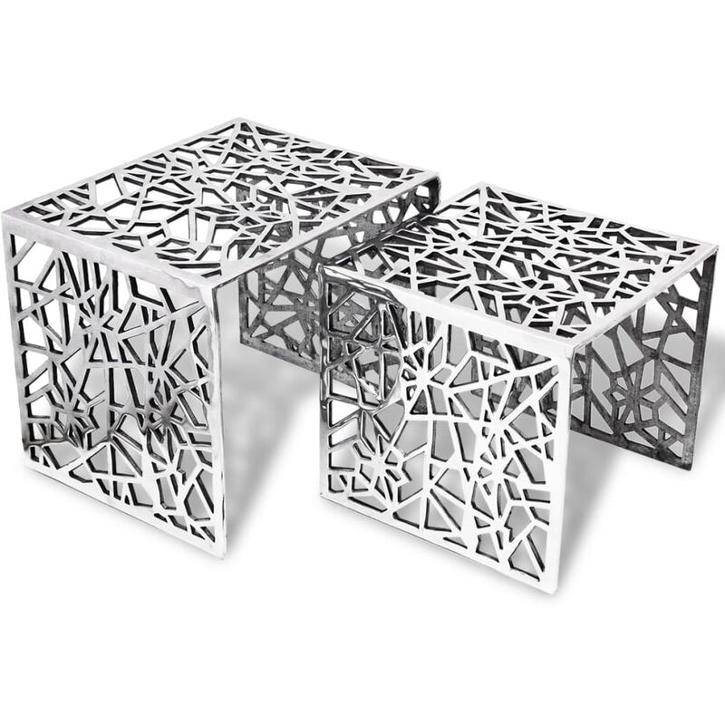 

Mesa auxiliar cuadrada aluminio plateada 2 unidades - Plateado