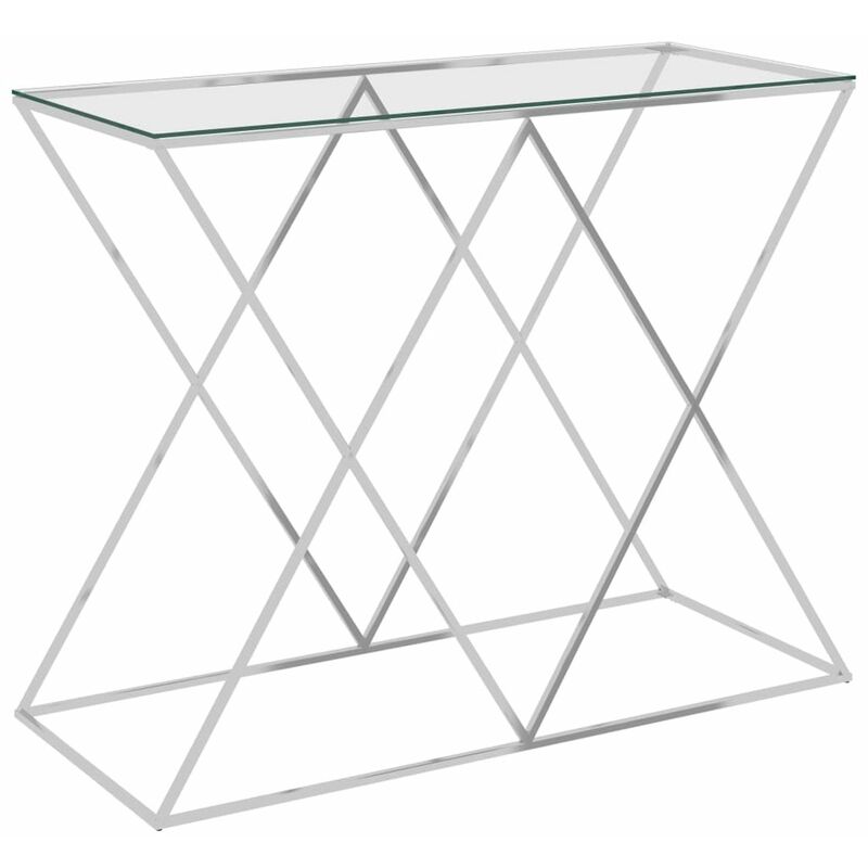 

Mesa auxiliar de acero inoxidable y vidrio plateado 90x40x75 cm