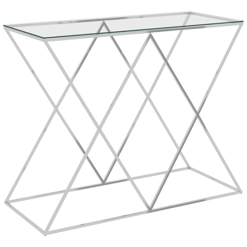 

Mesa auxiliar de acero inoxidable y vidrio plateado 90x40x75 cm - Plateado