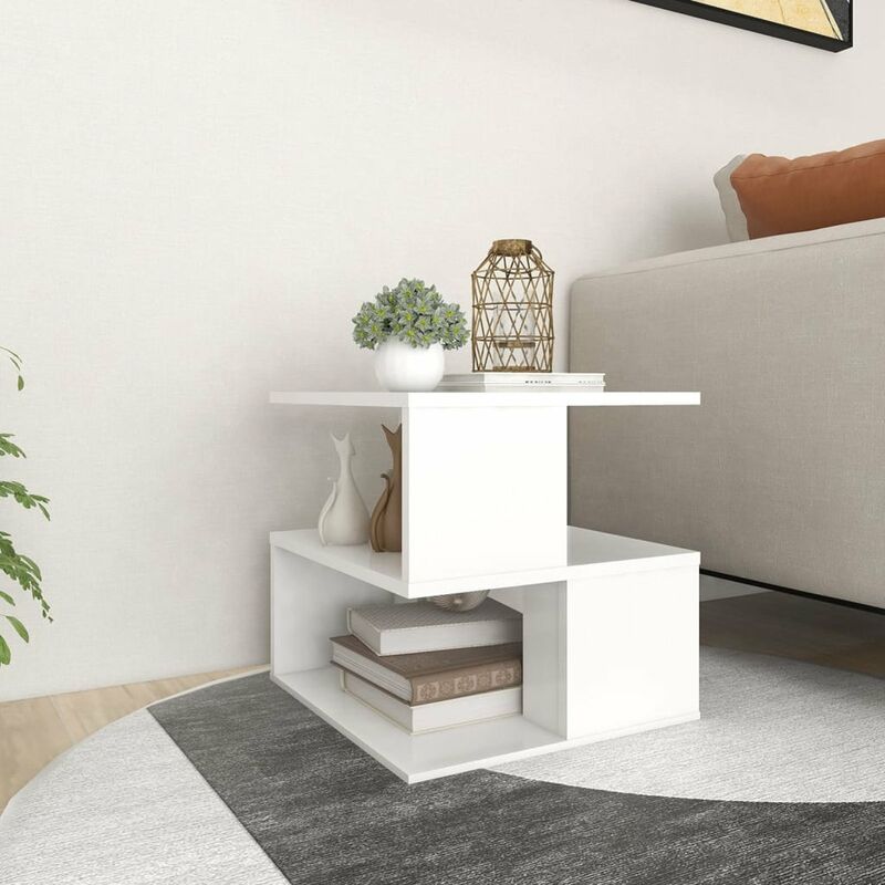 

Mesa auxiliar de aglomerado blanco 40x40x40 cm