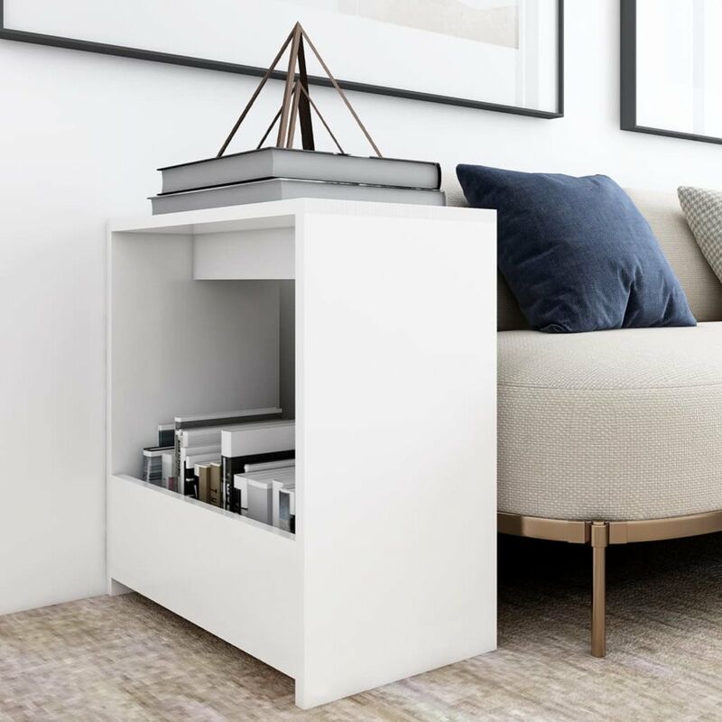 

Happyshopping - Mesa auxiliar de aglomerado blanco 50x26x50 cm