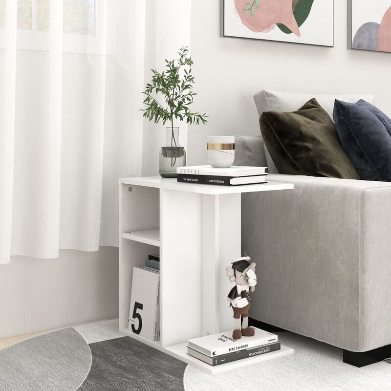 

Mesa auxiliar de aglomerado blanco 50x30x50 cm