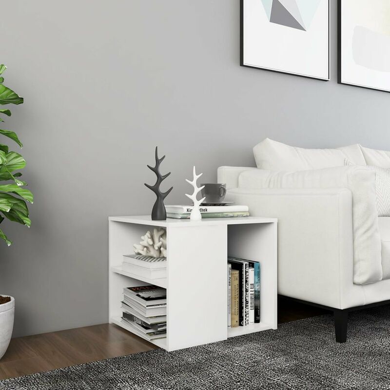 

Mesa auxiliar de aglomerado blanco 50x50x45 cm