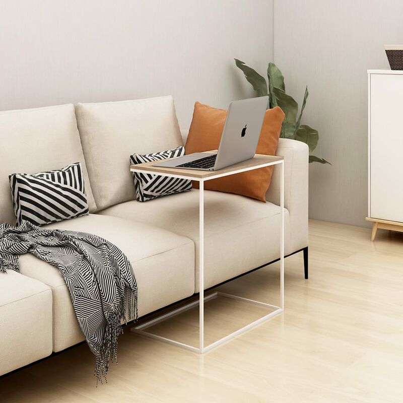 

Mesa auxiliar de aglomerado blanco 55x35x66 cm