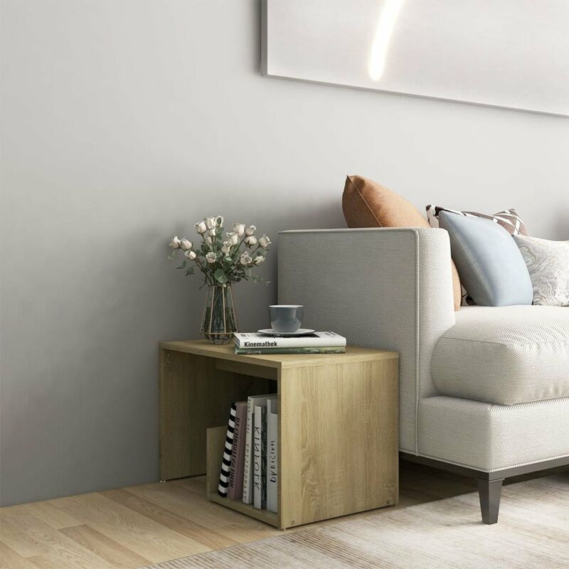 

Mesa auxiliar de aglomerado color roble Sonoma 59x36x38 cm