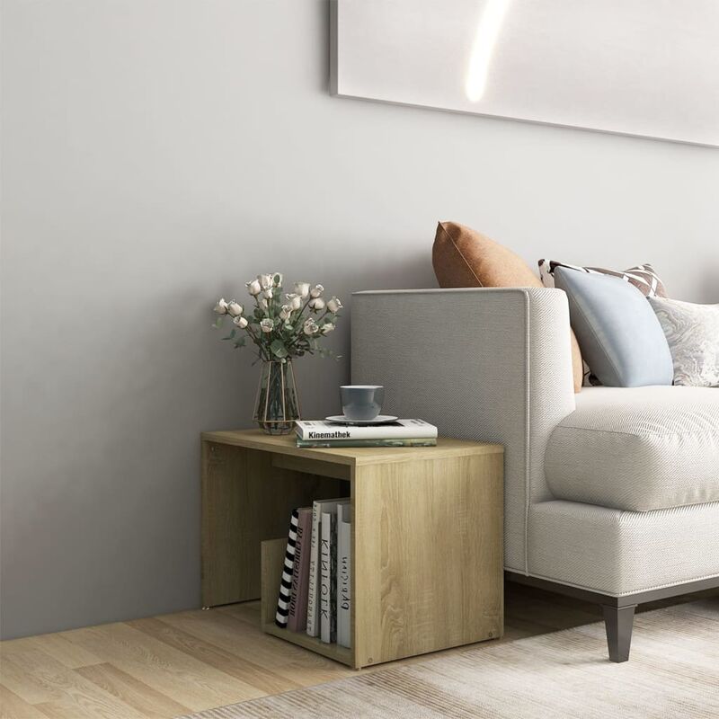 

Mesa auxiliar de aglomerado color roble Sonoma 59x36x38 cm