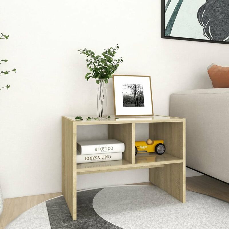 

Mesa auxiliar de aglomerado color roble Sonoma 60x40x45 cm