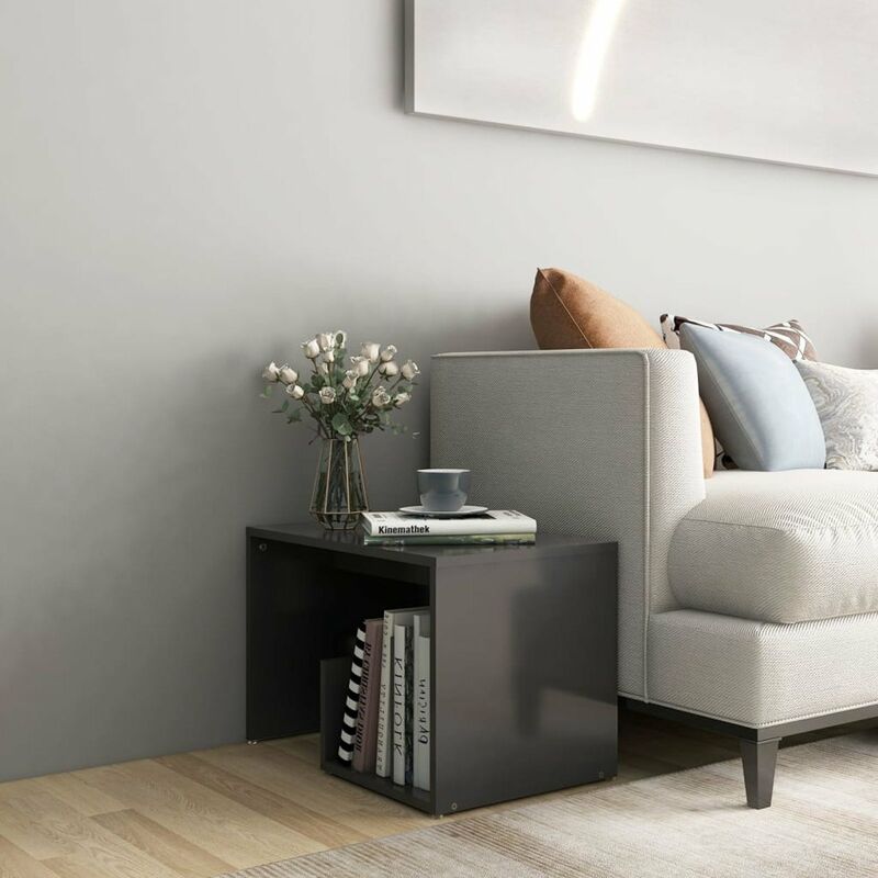 

Mesa auxiliar de aglomerado gris 59x36x38 cm