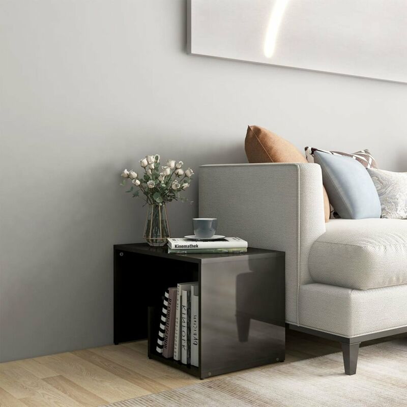 

Mesa auxiliar de aglomerado gris brillante 59x36x38 cm