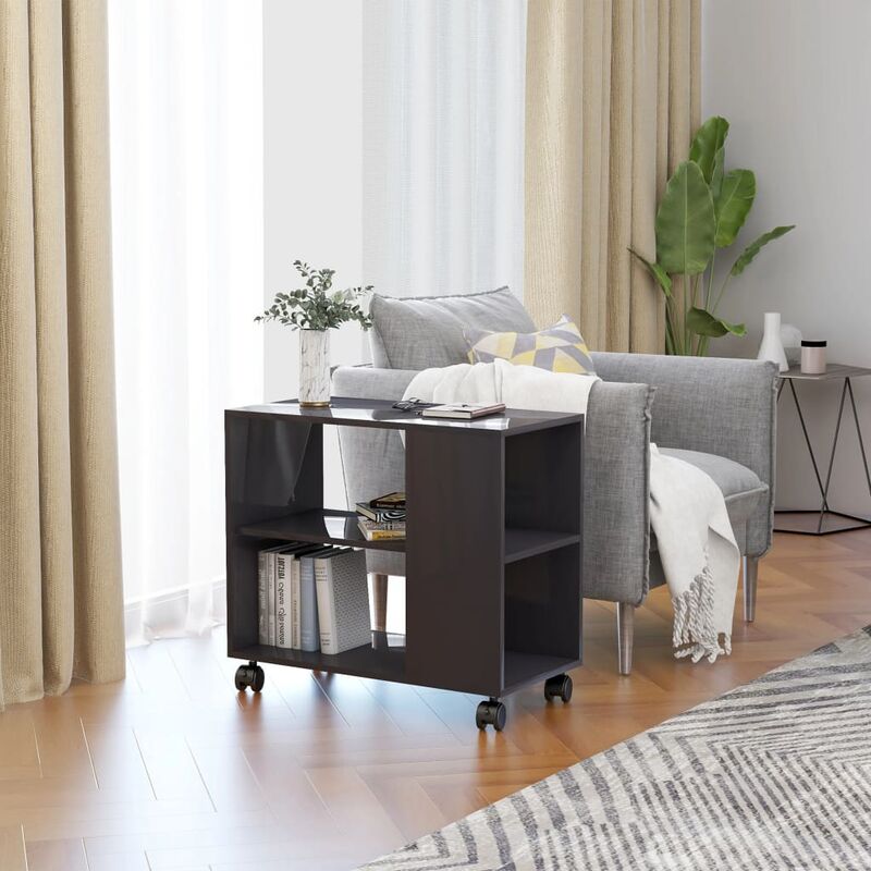

Mesa auxiliar de aglomerado gris brillante 70x35x55 cm - Gris