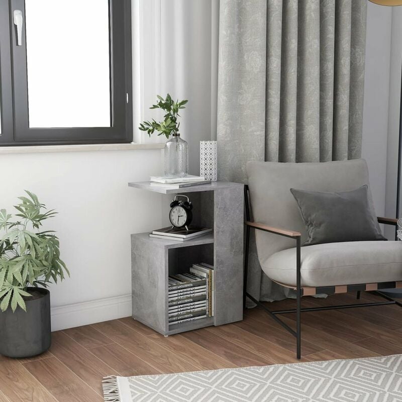 

Mesa auxiliar de aglomerado gris hormigon 36x30x56 cm
