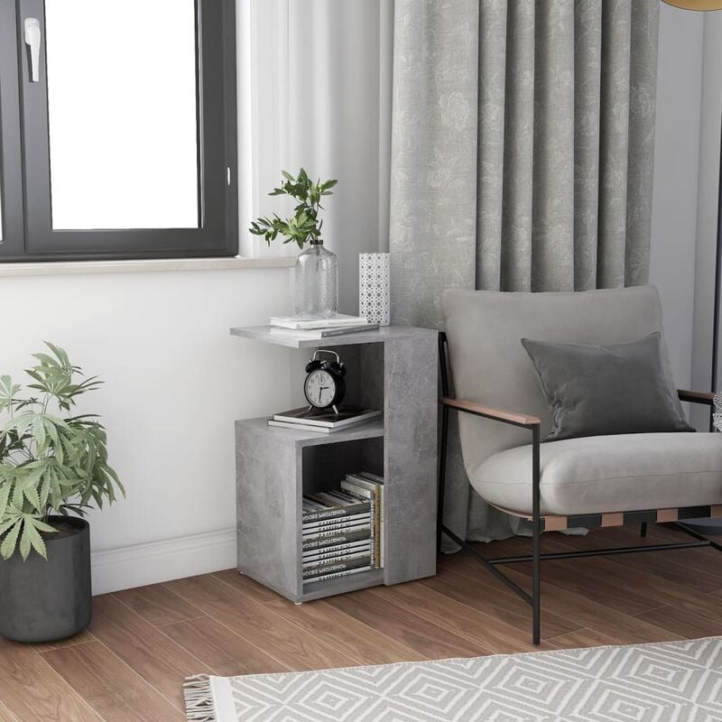

Bh Design - Mesa auxiliar de aglomerado gris hormigón 36x30x56 cm
