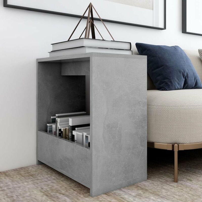 

Mesa auxiliar de aglomerado gris hormigon 50x26x50 cm
