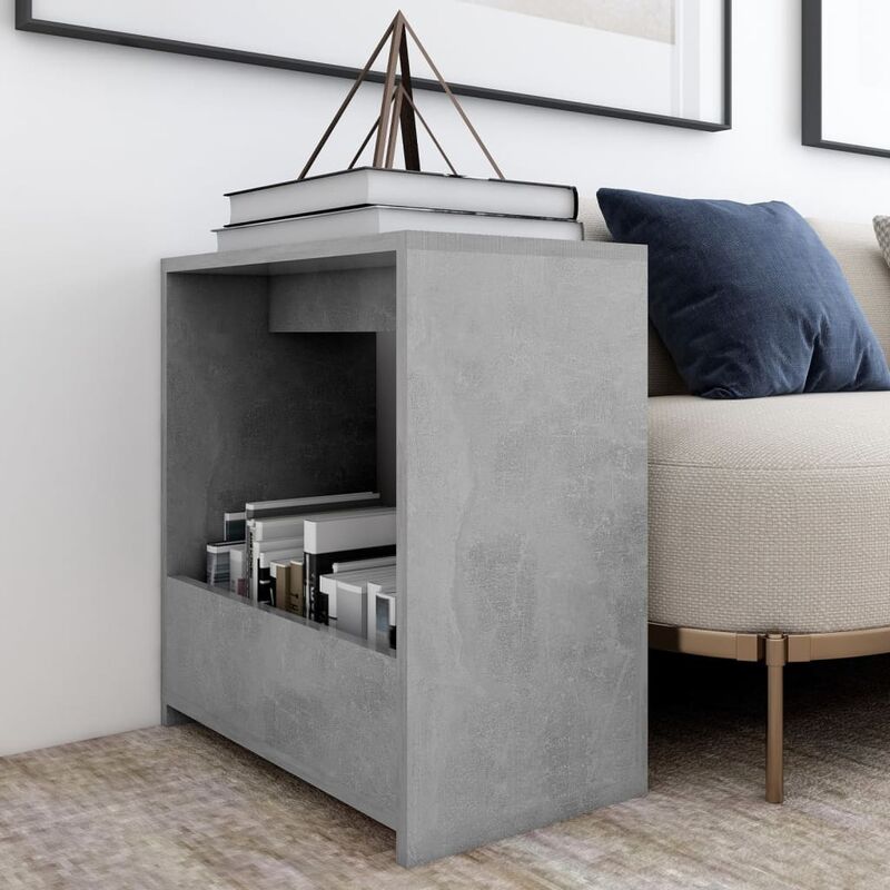 

Mesa auxiliar de aglomerado gris hormigón 50x26x50 cm