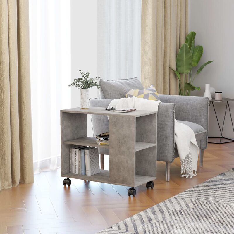 

Mesa auxiliar de aglomerado gris hormigón 70x35x55 cm