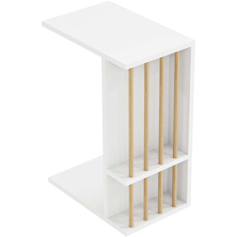 Mesa auxiliar de aglomerado madera y plástico 44 x 29 x 65 cm color blanco 030010958