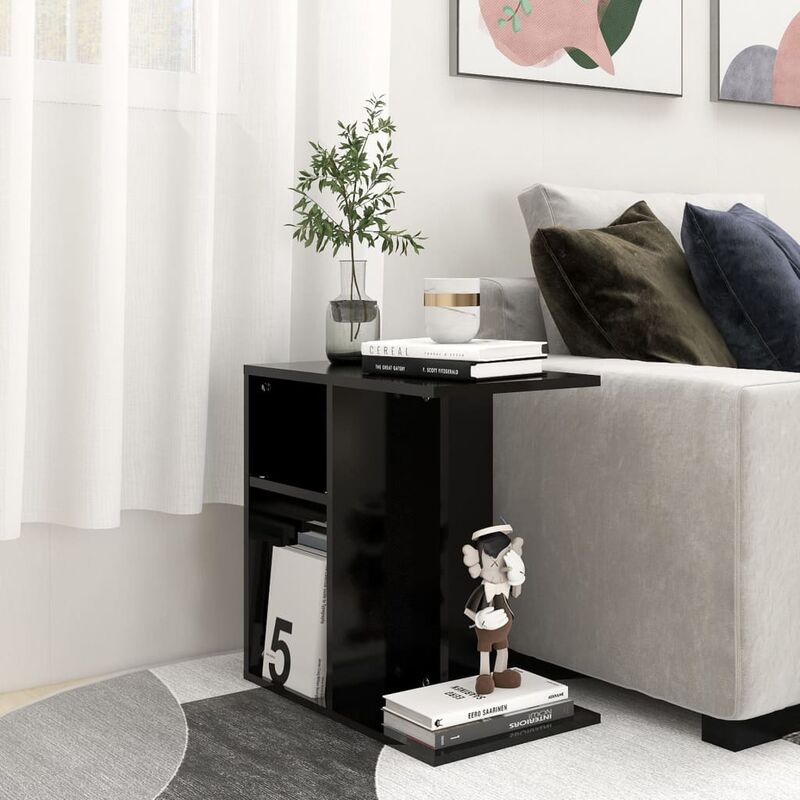 

Mesa auxiliar de aglomerado negro 50x30x50 cm