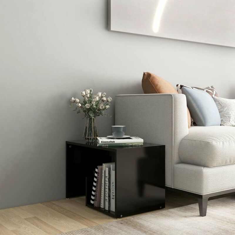 

Mesa auxiliar de aglomerado negro 59x36x38 cm