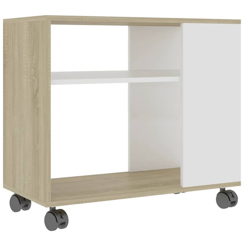 

Mesa Auxiliar de Aglomerado 70x35x55 cm Blanco y Roble Sonoma - Blanco - Vidaxl