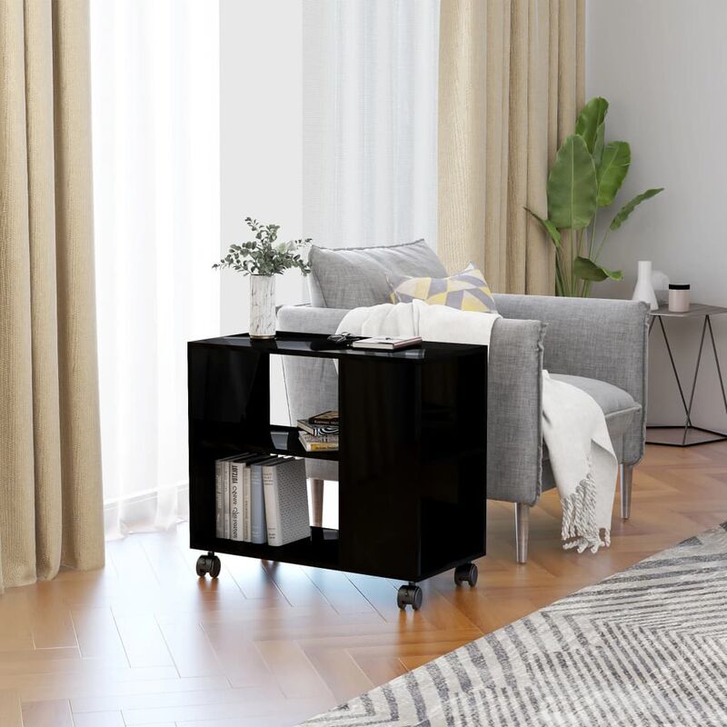 

Mesa auxiliar de aglomerado negro brillante 70x35x55 cm - Negro
