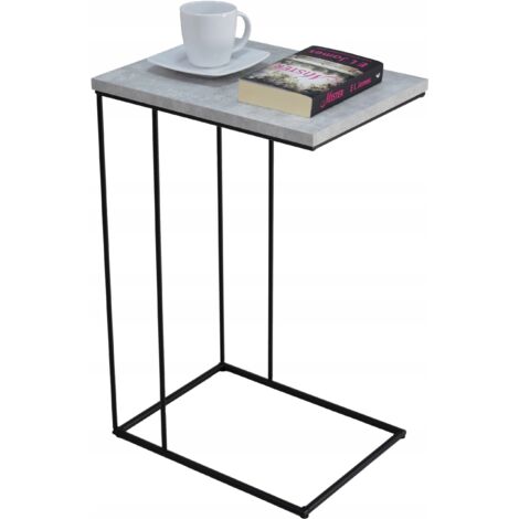 Mesa auxiliar de alambre claro de hormigón negro