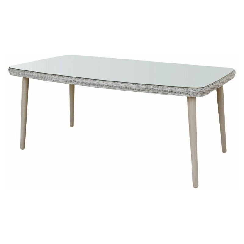 

Mesa Auxiliar de Aluminio Madera y Rattan con encimera de Cristal Templado Traslucido 100x50 cm