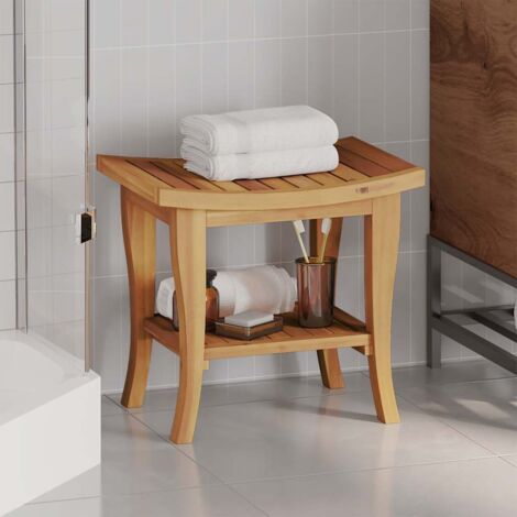 Mesa auxiliar de baño madera maciza de teca 50x35x45 cm