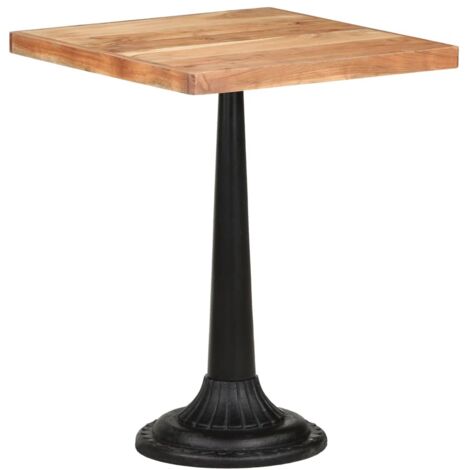 Mesa auxiliar de bistro 60 x 60 x 76 cm madera maciza de acacia y hierro fundido DEC036528