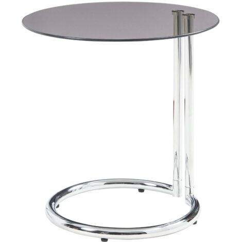 Mesa auxiliar de cristal templado 46 x 45 cm cristal cromado bronce 030010978