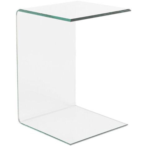 Mesa auxiliar de cristal transparente 40 x 40 cm voladizo minimalista Lourdes