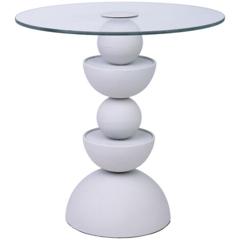 Mesa auxiliar de cristal y metal 45x45x49h cm