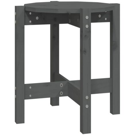 Mesa auxiliar de diseño atemporal Ø 42,5 x 45 cm madera maciza de pino gris DEC039415