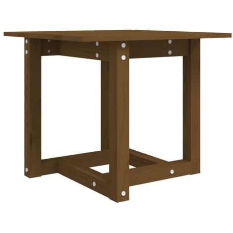 Mesa auxiliar de diseño sencillo 50 x 50 x 45 cm madera maciza de pino marrón DEC039483