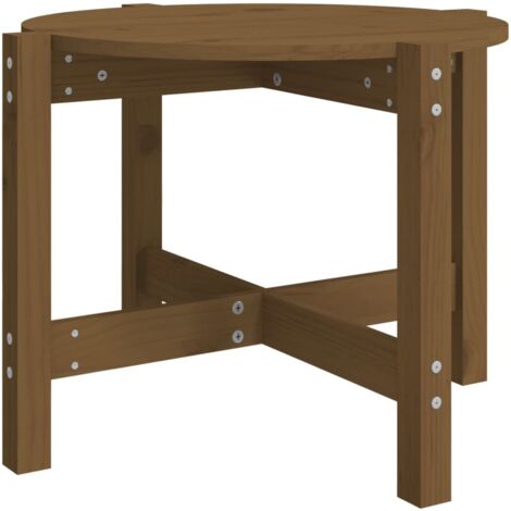 Mesa auxiliar de diseño sencillo Ø 62,5 x 45 cm madera maciza de pino color marrón miel DEC039513