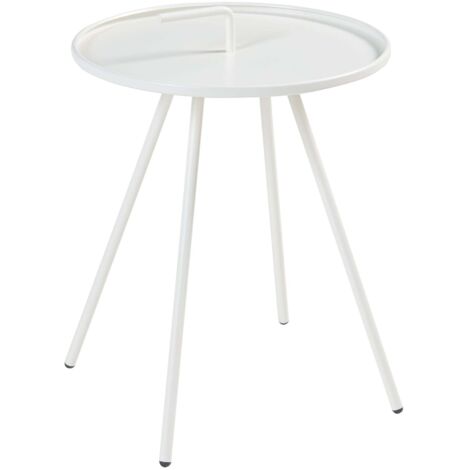 Mesa auxiliar de jardín de acero 55 x 42 cm blanca 030010902