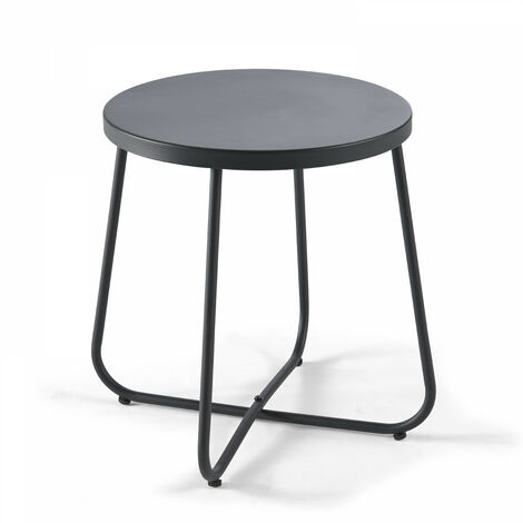 Mesa auxiliar de jardín redonda Ø43 x 50 cm negra Lagoon