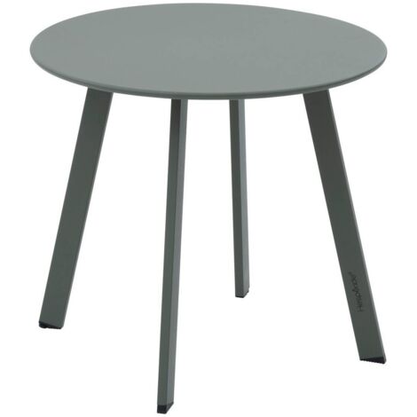 Mesa auxiliar de jardín redonda de acero Saona, verde laurel, 50 x 45 cm - Hespéride
