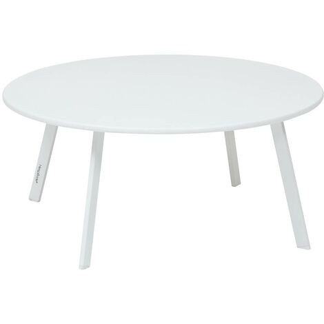 Mesa auxiliar de jardín redonda Saona acero blanco D90cm - Hespéride