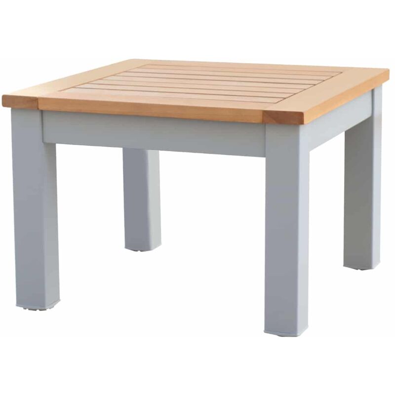

chillvert - Mesa Auxiliar de Jardín Bérgamo Aluminio y Madera 46,1x6,1x32,5 cm